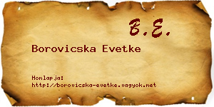 Borovicska Evetke névjegykártya